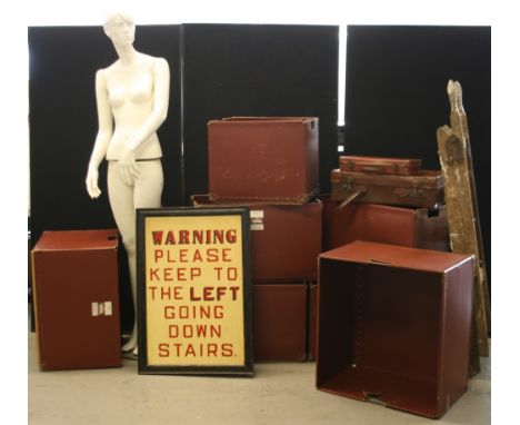 JOHN LEWIS CLEARANCE - items removed during a John Lewis shop clearance to include a female mannequin, a framed painted sign 