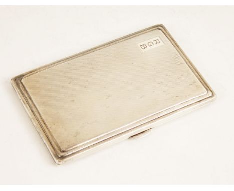 A George VI silver cigarette case, possibly Turner &amp; Simpson, Birmingham 1946, of stepped rectangular form with engine tu