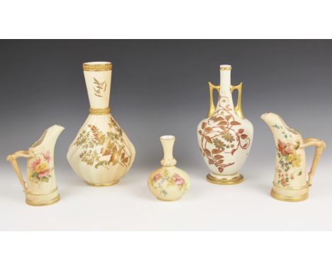 A Royal Worcester blush ivory baluster vase, late 19th century, shape number 1452, the wrythen body decorated with gilt highl