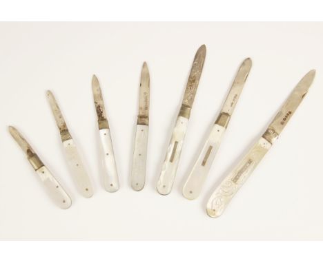 A Victorian silver and mother of pearl fruit knife, Henry Wilkinson &amp; Co, Sheffield 1886, the mother of pearl handle with