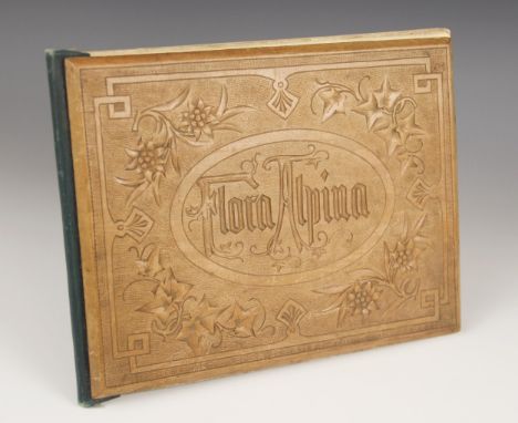FLORA ALPINA, an album of forty pressed floral specimens to thirteen pages, probably mid 19th century, each page with manuscr
