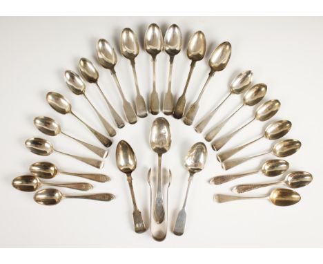 A selection of 19th century and later silver teaspoons, to include a set of ten Victorian Old English pattern silver teaspoon