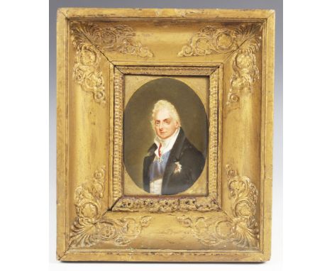 After Dudley Costello (British, 1803–1865),  A portrait miniature depicting William IV in a painted gilt oval,  Hand embellis