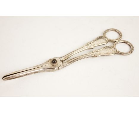 A pair of Victorian silver grape scissors, Chawner &amp; Co, London 1853, of typical form with cast foliate detail to handles