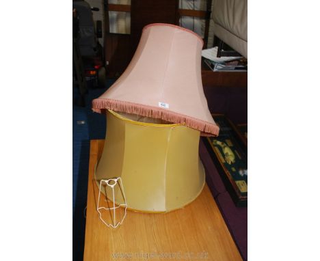 Two large standard lamp shades.