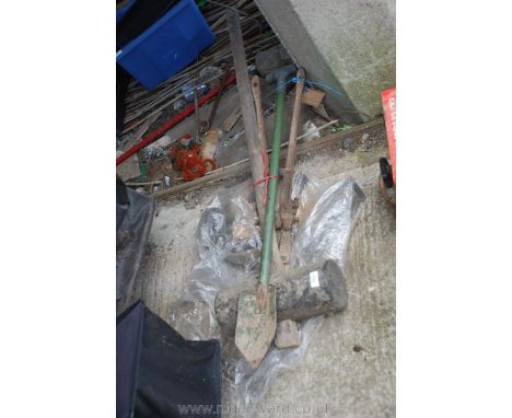 Miscellaneous tools including; ratchet straps, bolt cutters, rubber headed mallet, etc.