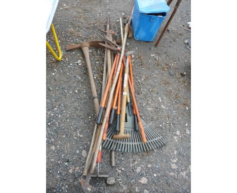 Garden tools, walking sticks, shepherds crook etc