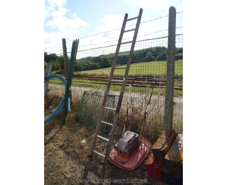 An eleven rung aluminium ladder.
