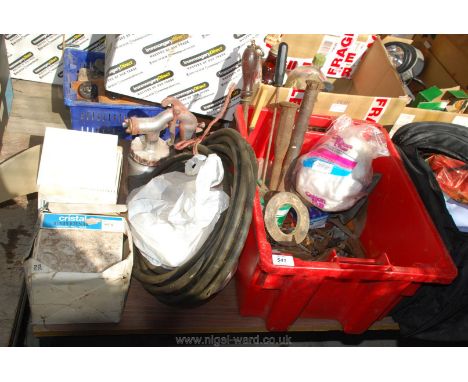 A spray gun, tiles, nuts and bolts, small tools etc.