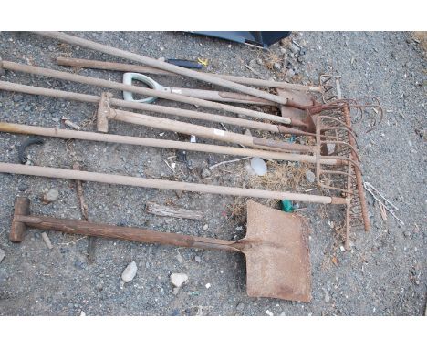 A quantity of garden tools.