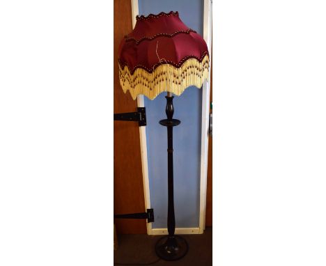 Early 20th century japanned and lacquered standard lamp typically decorated 138cm high