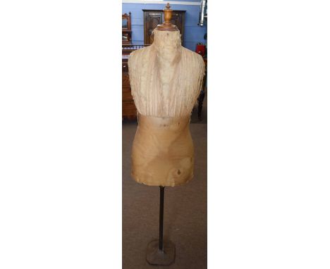 Victorian dress makers mannequin, adjustable iron support 164cm high 