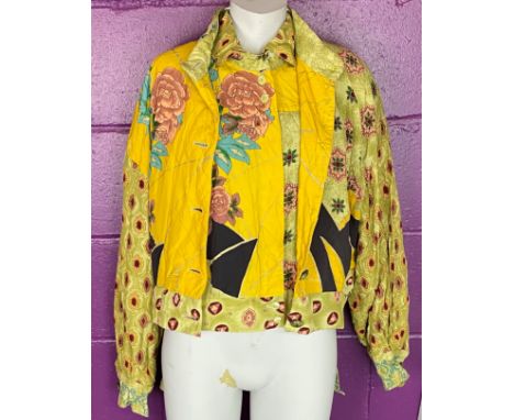 A 1980's Crisca (made in West Germany) patterned button down shirt (100% vi.rayon) L. 39cm, shoulder W. 33cm, sleeve L. 63cm 