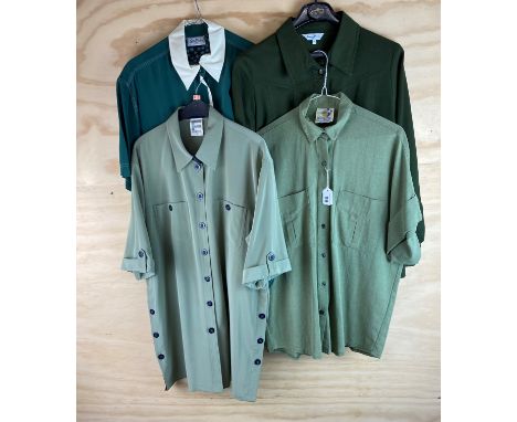 A group of four vintage shirts: A travelling Light size small 100% cotton shirt, L. 70cm, shoulder W. 45cm, sleeve L. 37cm, a