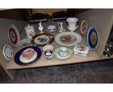 A collection of vintage ceramics including urns, plates and trinket boxes amongst which are Royal Worcester and Coalport.