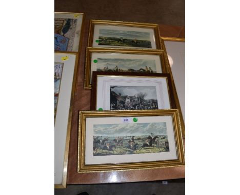 Four vintage hunting prints.
