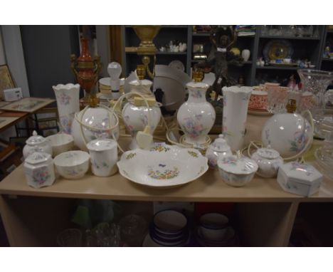 A large selection of Aynsley 'Little Sweetheart' lamp bases, trinket dishes and similar 'Cottage Gardens bowl, around 17 item