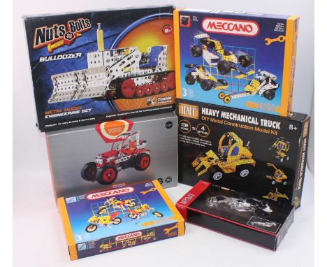 Various construction kits: 'Nuts &amp; Bolts' bulldozer; HMT Heavy Mechanical Truck; Meccano M&amp;S motorised tractor kit M8