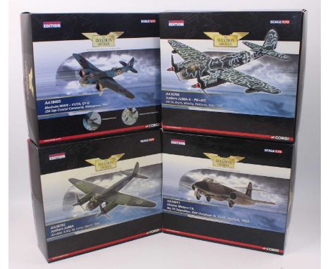 A Corgi Aviation Archive boxed 1/72 scale diecast aircraft group, four examples, to include Ref. Nos. AA35011, AA38405, AA367