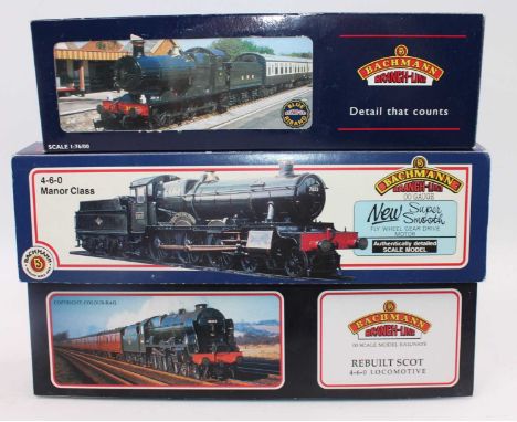 A Bachmann boxed locomotive group, three examples all in original packaging to include No. 31-225 Blackwatch rebuilt Scots Cl