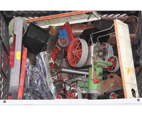 1 box of various Mamod and Miniature steam spares and accessories, to include base plates, burners, scuttle and other compone
