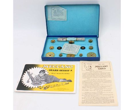 A Meccano 1950s gears outfit A, as new and housed in the original blue ground labelled card box, with leaflet and guarantee, 