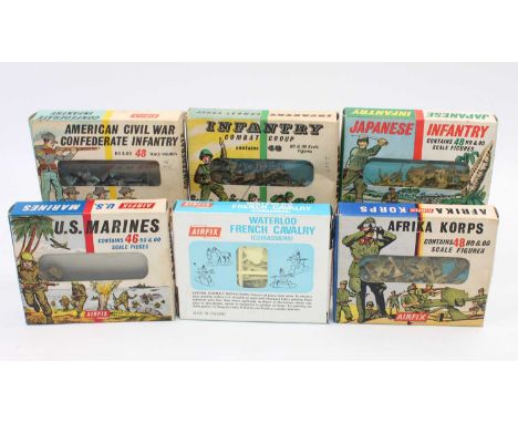 A group of 32 items in one box, containing the following : 13 boxed Ho & 00 scale Airfix soldiers and 6x 54mm soldiers on hor