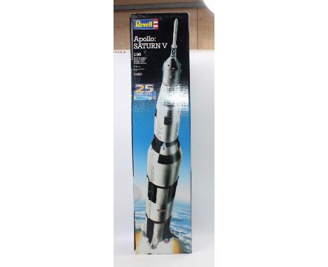 A Revell No. 04805 Apollo Saturn V 1/96 scale boxed plastic kit appears as issued and housed in the original box