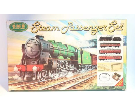 A GMR Great Model Railways Airfix 00 gauge steam passenger train set, Royal Scot green locomotive and tender, together with t