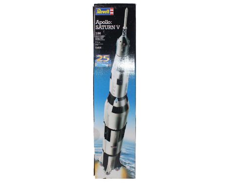 A Revell No. 04805 Apollo Saturn V 1/96 scale boxed plastic kit appears as issued and housed in the original box