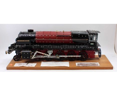 A very well made 1:20 scale Meccano model of the 2-10-0 Evening Star class 9F locomotive, constructed from mainly dark red an