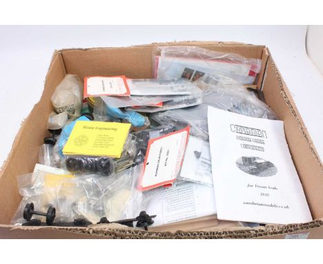 Two boxes containing a large quantity of various narrow gauge and SM-32 gauge kits, accessories, bogies, leaflets, and other 