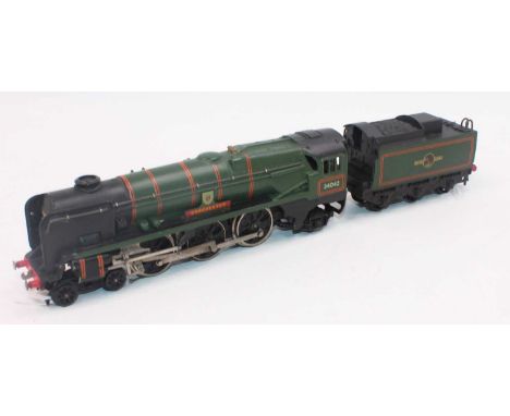 Hornby Dublo West Country loco and tender, body is for 3 rail Dorchester but chassis is 2-rail, some corrosion to rods, tende