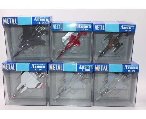 A group of 14 Collection Armour 1:100th scale military aircraft, all boxed as follows: Eagle x7, M.E109 x3, Starfighter x 3 a