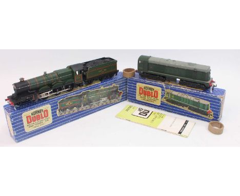 Two Hornby Dublo 3-rail locos: EDLT20 Bristol Castle corrosion to SVC and a few chips (G-BG), with L30 Bo-Bo diesel, a few ch