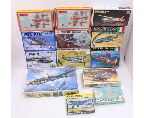 A group of 13 various makers of 1:48th scale kits, including Academy Minicraft x3, Tauro Models x2, Otaki x2, LTD models x2 a