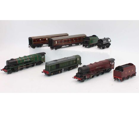 Shoebox containing Hornby Dublo items:- 3-rail Duchess of Atholl loco and tender (VG), another totally repainted BR green as 