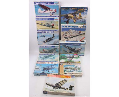 A group of 7 Esci 1:48th scale boxed kits and 2x Tamiya plus 3 Italeri (two in 1:72 scale) all appear complete but unchecked 