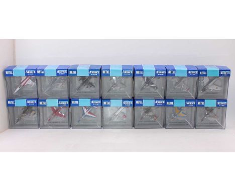 A group of 26 Collection Armour 1:100th scale military aircraft, all boxed as follows: Fury x3, Hawk x5, Freedom fighter x7, 