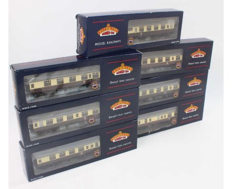 Seven various boxed Bachmann 00 gauge Western Region chocolate and cream passenger coaches to include a Mk1 corridor coach, a