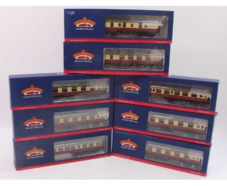 A Bachmann Branchline 00 gauge British Railways crimson and cream passenger stock group, eight examples all as issued to incl