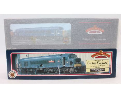 A Bachmann boxed diesel locomotive group, two examples to include a No. 32-650 Scaffell Pike Class 44 diesel D1 loco together
