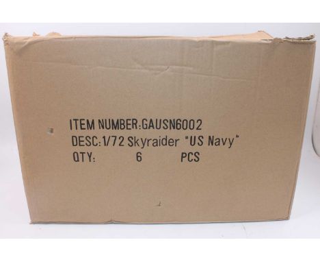 A Gemini Aces 1/72 scale trade box containing 4 of 6 Sky Raider US Navy aircraft, model No. GAUSN6002, all housed in the orig