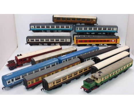 Fifteen Lima/Big Big trains bogie coaches, all but one overpainted or amended in some way