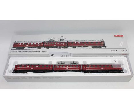 A Marklin No. 37487 H0 scale DCC ready boxed model of a Class ET87 electric powered railcar train, finished in maroon Deutsch