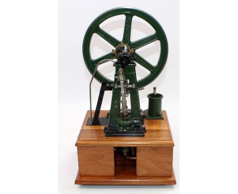 A very well engineered Hemingway Kits B.Hick and Son Crank Overhead Engine, finished in green and fully raised on wooden disp