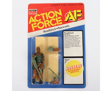 Vintage Action Force G.I. Joe Series 3 Roadblock Action Figure Palitoy Hasbro 1982-83 sealed carded, Unpunched, with dents to
