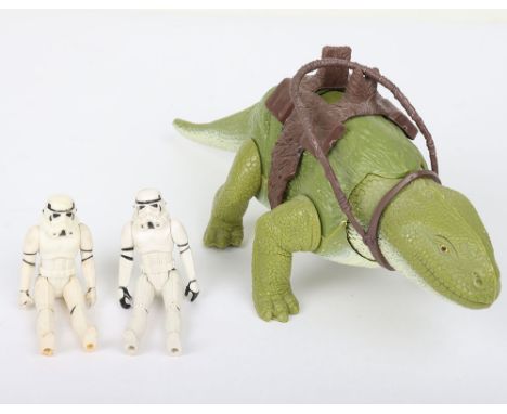 Vintage Star Wars loose Dewback complete with reins, 1979 Kenner, some play wear, including two Imperial Stormtroopers action