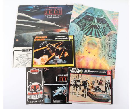 Vintage Star Wars Artwork, Portfolio, Puzzles, Poster, instructions, Capture log, Including Return of the Jedi Portfolio by R