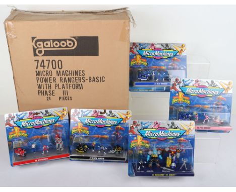 Five Vintage Micro Machines Mighty Morpin Power Rangers Vehicle and action figure boxed sets by Galoob. Including #1 Red Rang